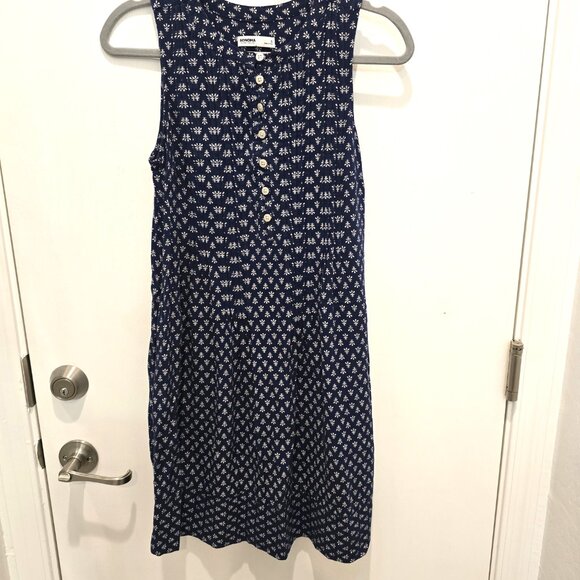 Women's Sonoma Navy Sleeveless Button-Front Dress White Floral Pattern Size S - Picture 2 of 9